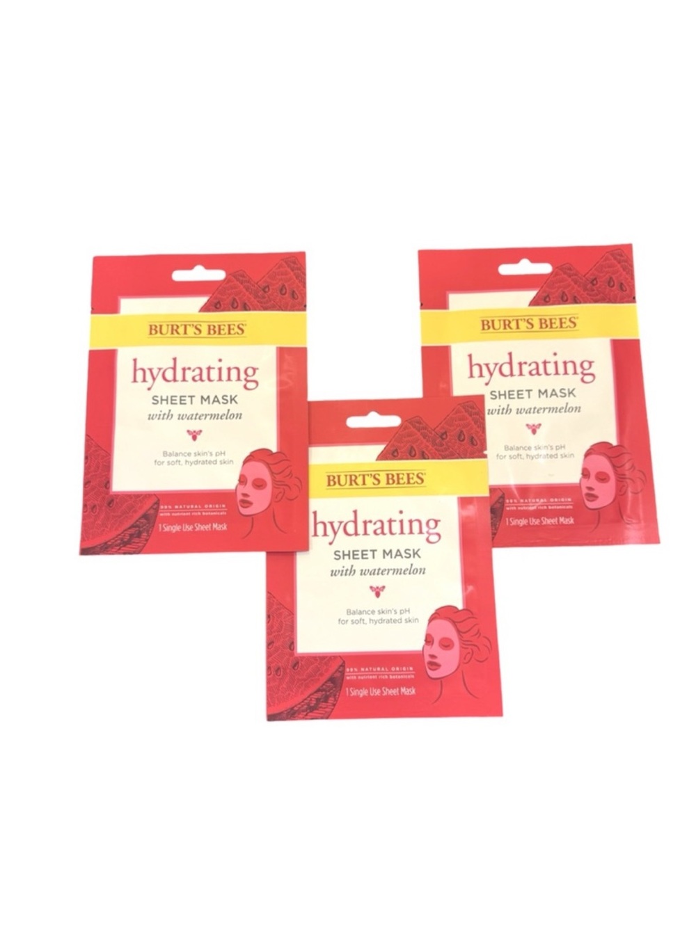 3 Burt Bee Hydrating Sheet Mask with Watermelon